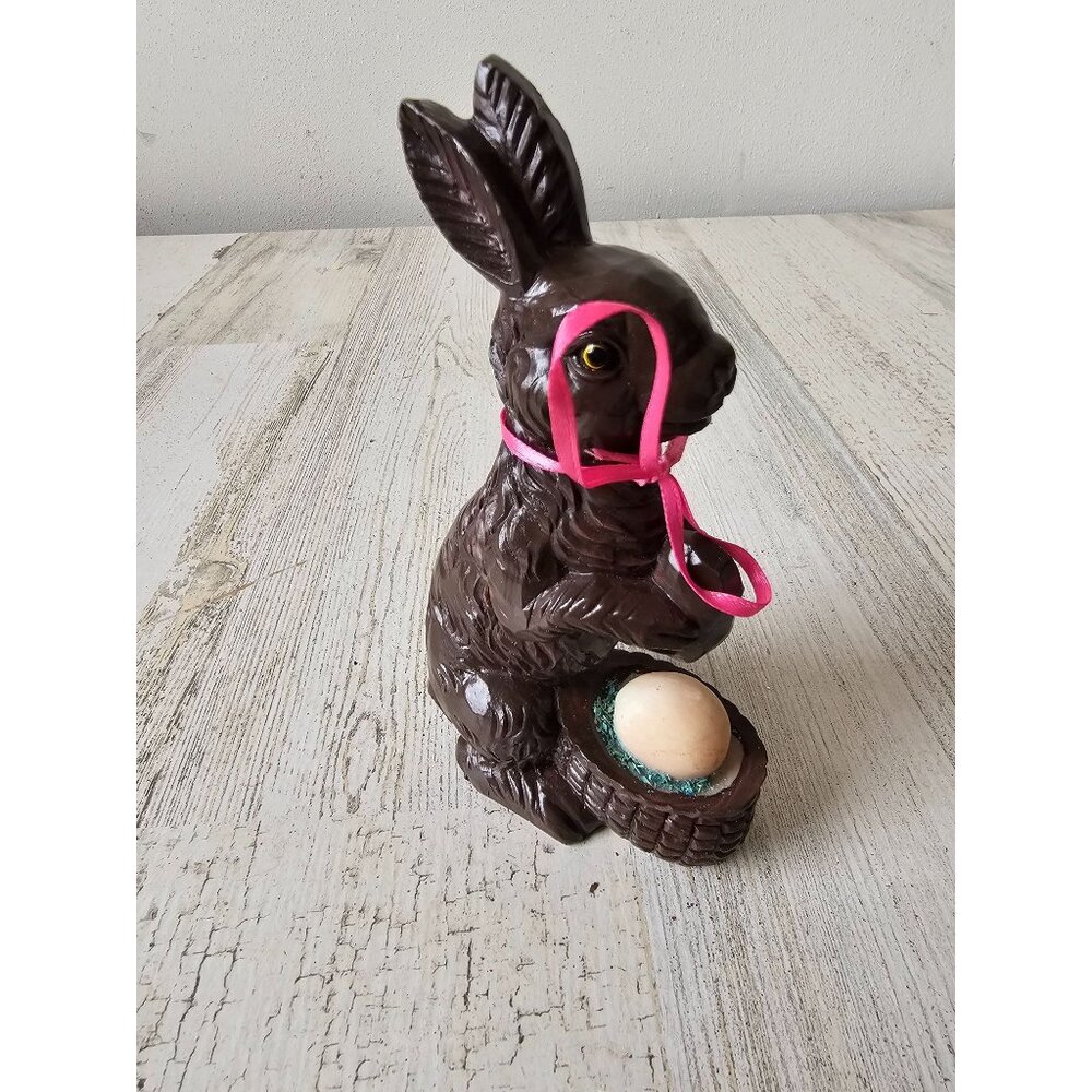 Vintage‎ faux chocolate bunny rabbit egg Easter decor figurine statue